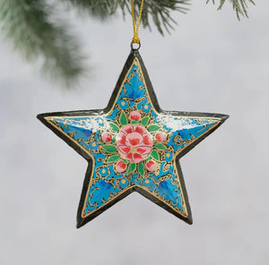 Celestial Bloom — hand-painted papier-mâché star from Kashmir, India (3 colour ways)