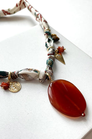 Bandana Necklace Paisley + Firey Agate