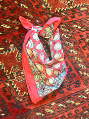 Block printed scarf/bandana - Leaf (berry)