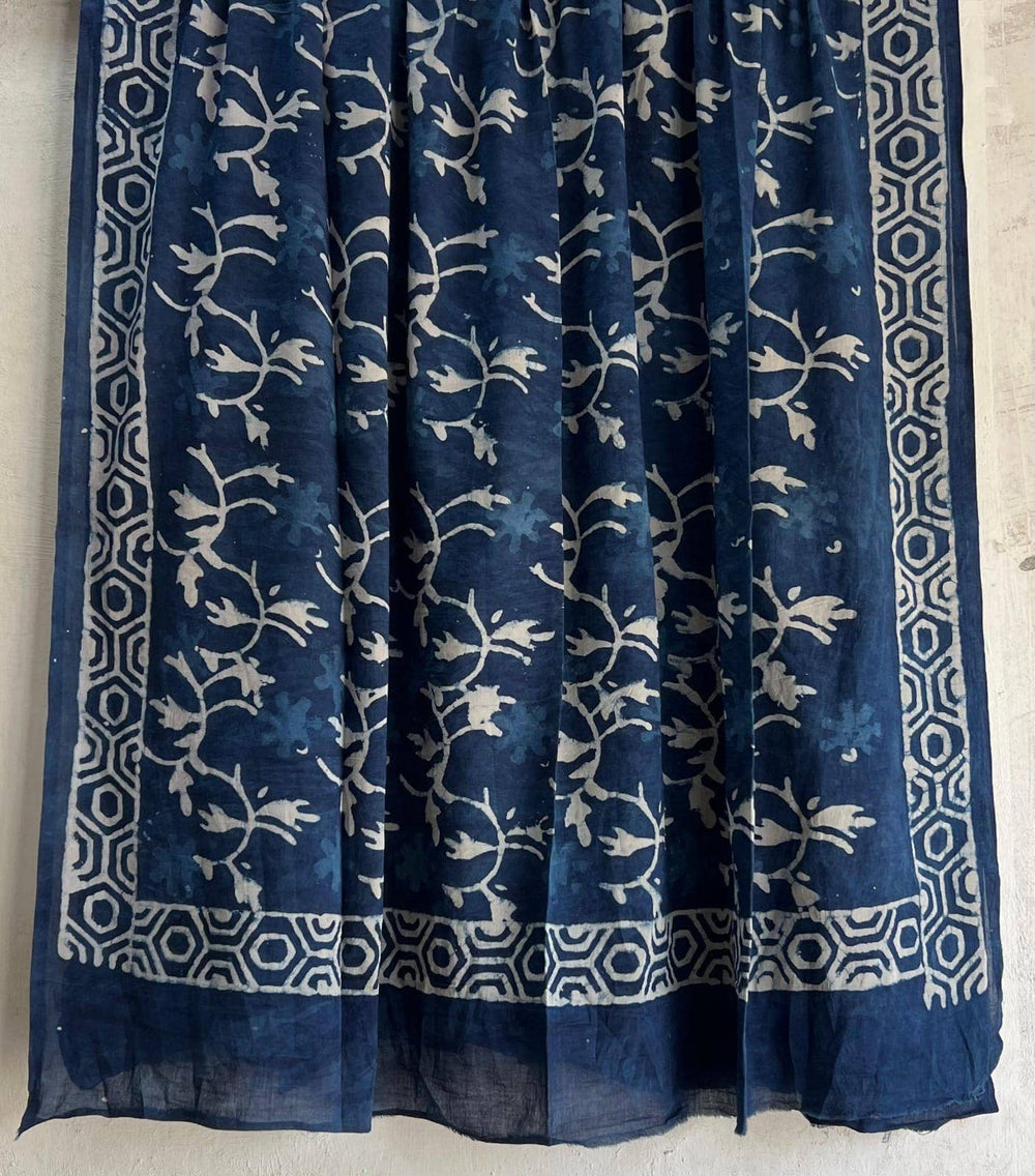 Beach Coverup Sarong Pareo - Indigo Floral Jaal
