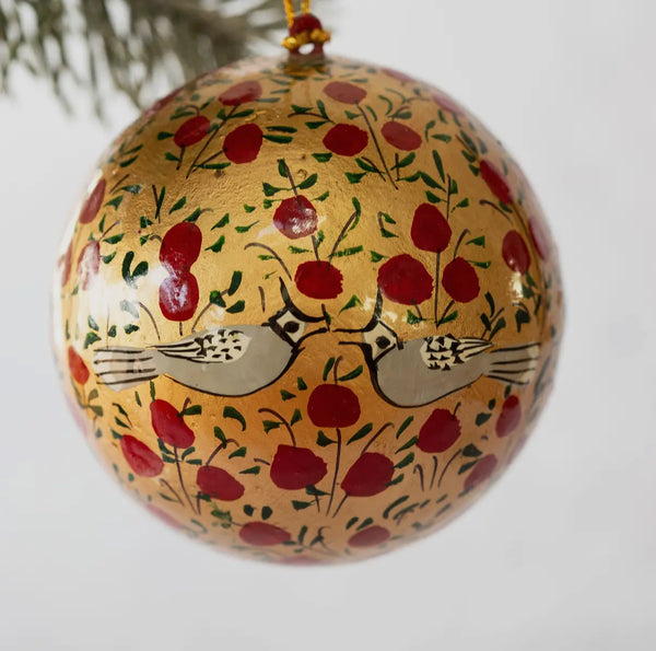 Sacred Sphere— hand-painted papier-mâché decoration from Kashmir, India (5 colourways)