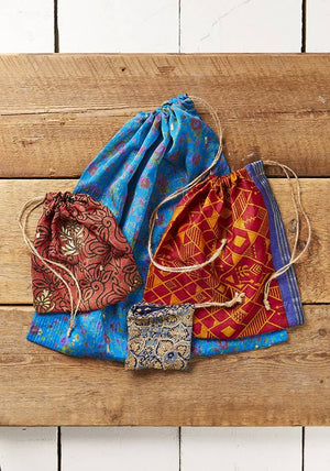 Recycled Sari Gift Bag With Drawstring 48 X 48cm