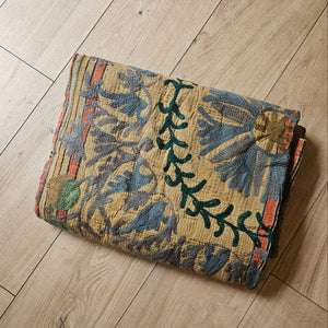 Embroidered One-of-a-Kind Vintage Kantha Quilt #2