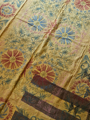 Embroidered One-of-a-Kind Vintage Kantha Quilt #9