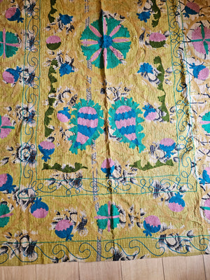 Embroidered One-of-a-Kind Vintage Kantha Quilt #15