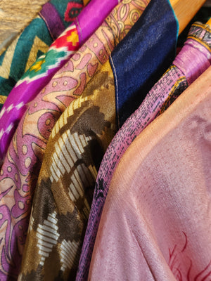 Sari Silk Robe & Eye Mask Set #2 - L/XL