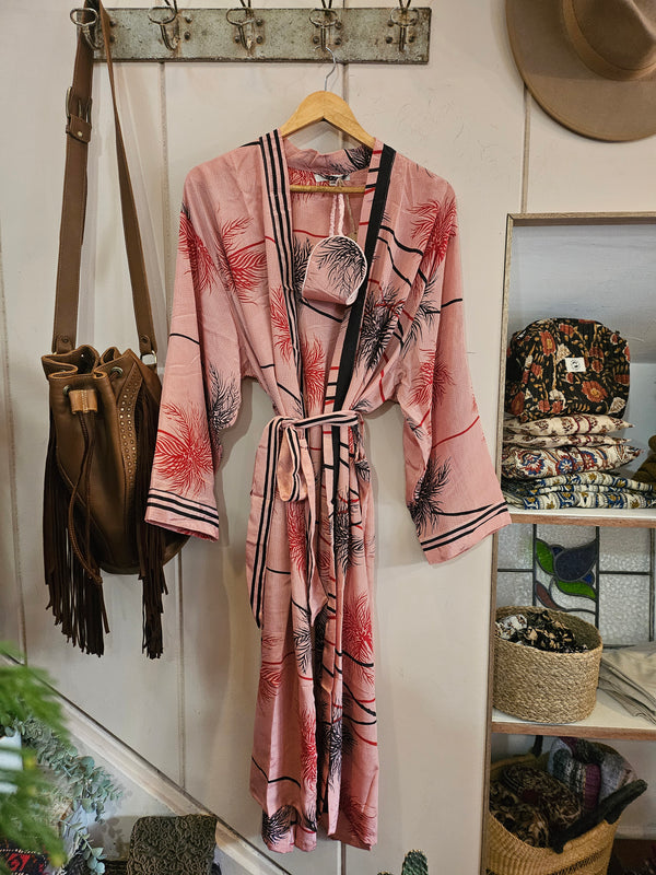 Sari Silk Robe & Eye Mask Set #1 - L/XL