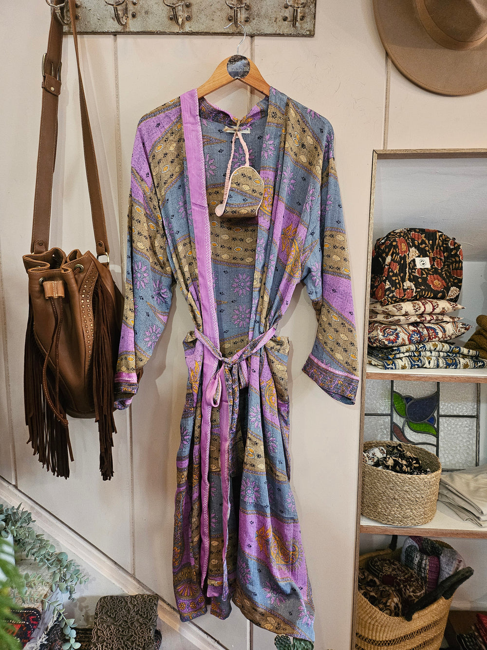 Sari Silk Robe & Eye Mask Set #2 - L/XL