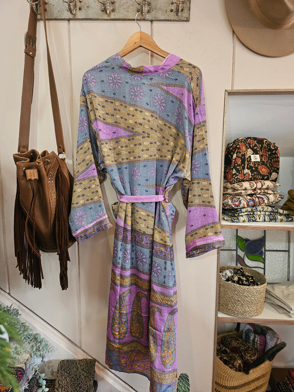 Sari Silk Robe & Eye Mask Set #2 - L/XL