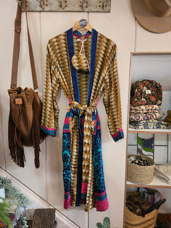 Sari Silk Robe & Eye Mask Set #3 - S/M