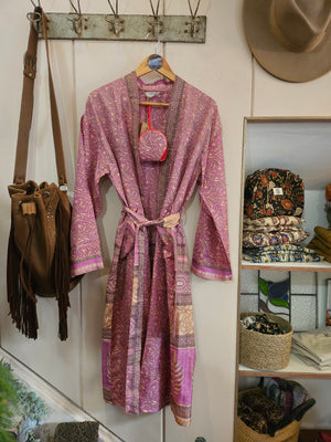 Sari Silk Robe & Eye Mask Set #4 - S/M