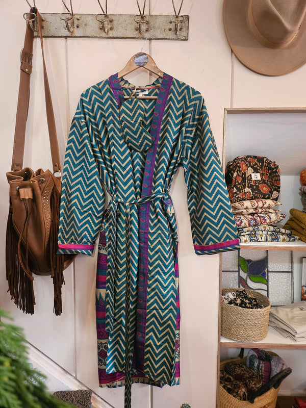 Sari Silk Robe & Eye Mask Set #6 - S/M