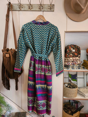 Sari Silk Robe & Eye Mask Set #6 - S/M