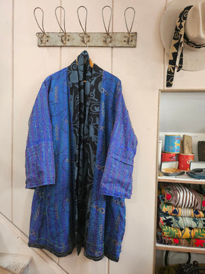 The Twin Soul Duster Jacket - Blue & Black #6