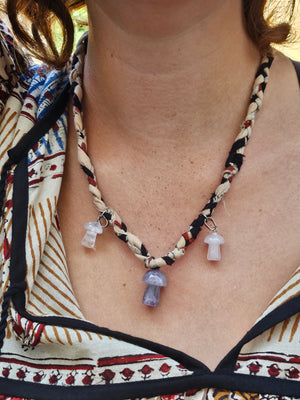 Braided Crystal Mushroom Necklace