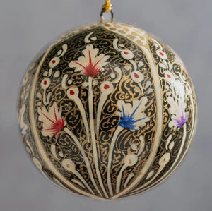 Sacred Sphere— hand-painted papier-mâché decoration from Kashmir, India (5 colourways)