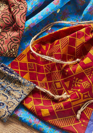 Recycled Sari Gift Bag With Drawstring 38 X 50cm