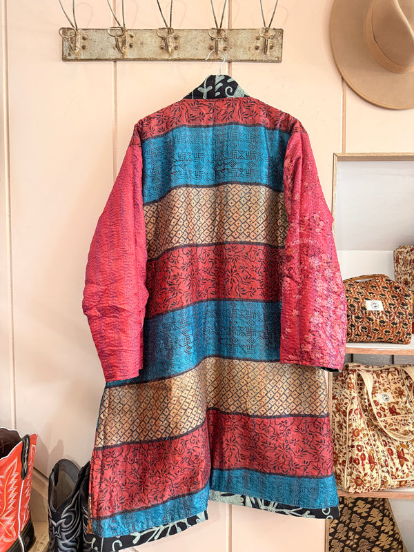 The Twin Soul Duster Jacket - Light Blue & Black #2