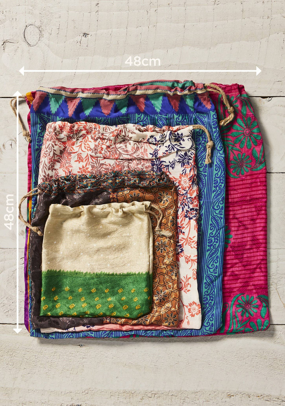 Recycled Sari Gift Bag With Drawstring 38 X 50cm