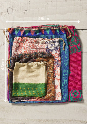 Recycled Sari Gift Bag With Drawstring 38 X 50cm
