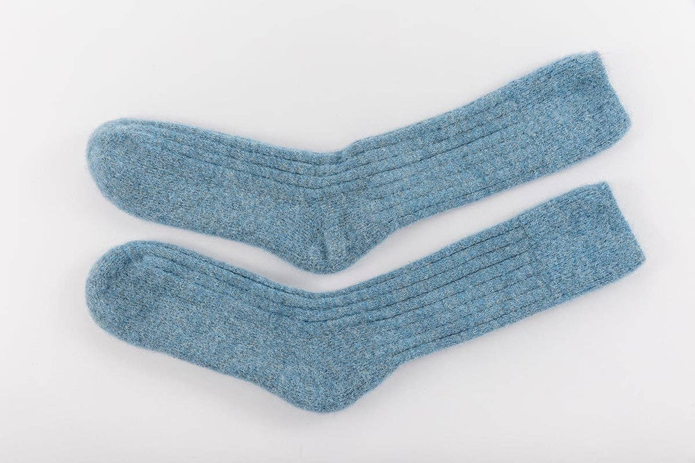 Ultra Soft Blue Alpaca Bed Socks