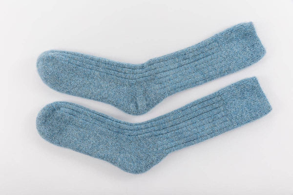 Ultra Soft Blue Alpaca Bed Socks