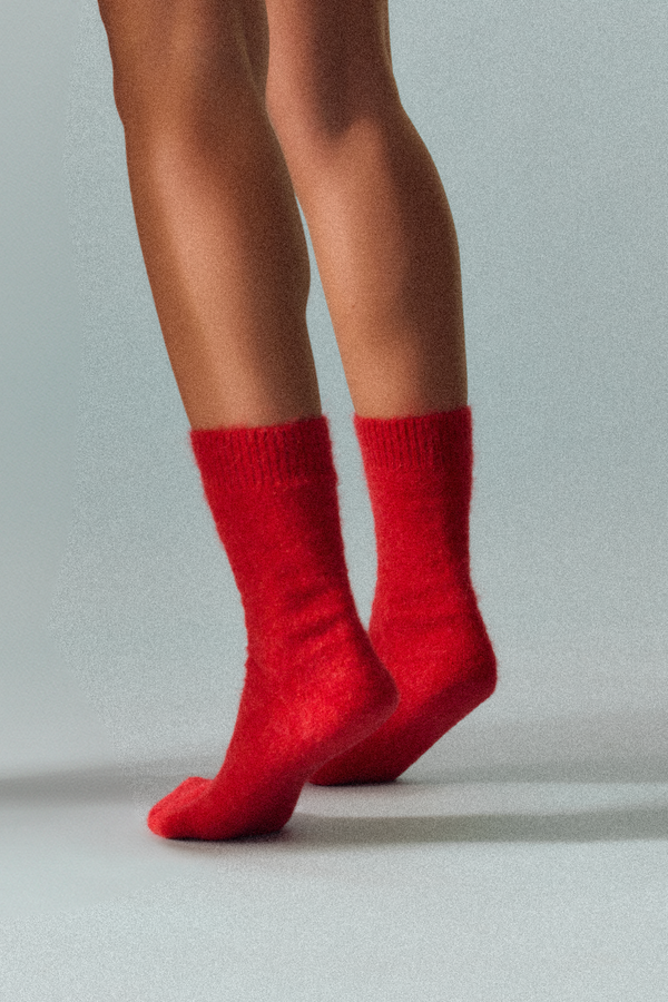 Postbox Red Ultra Soft Alpaca Socks: 2 size’s available