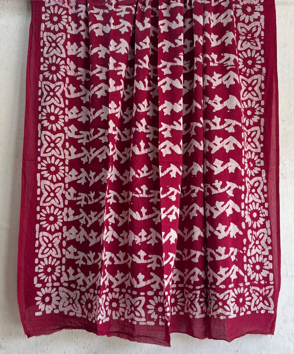 Beach Coverup Sarong Pareo - Maroon White Motifs