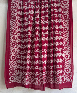Beach Coverup Sarong Pareo - Maroon White Motifs