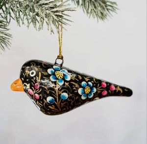 Soul bird— hand-painted papier-mâché decoration from Kashmir, India (4 colour ways)