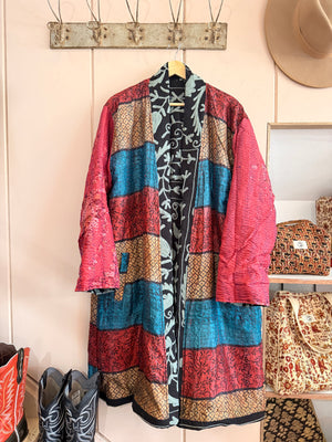 The Twin Soul Duster Jacket - Light Blue & Black #2