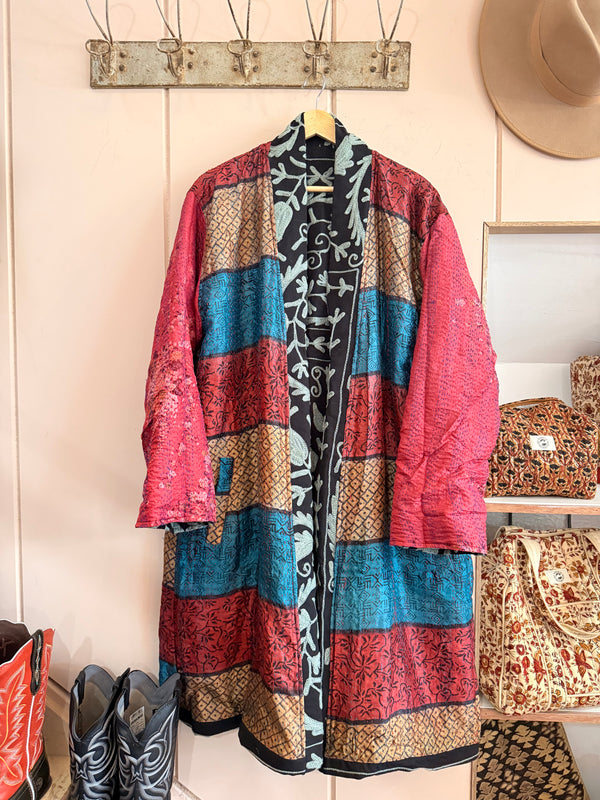 The Twin Soul Duster Jacket - Light Blue & Black #2