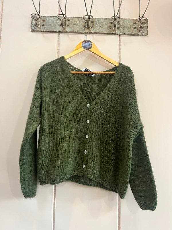 Floppy Mohair cardigan - khaki