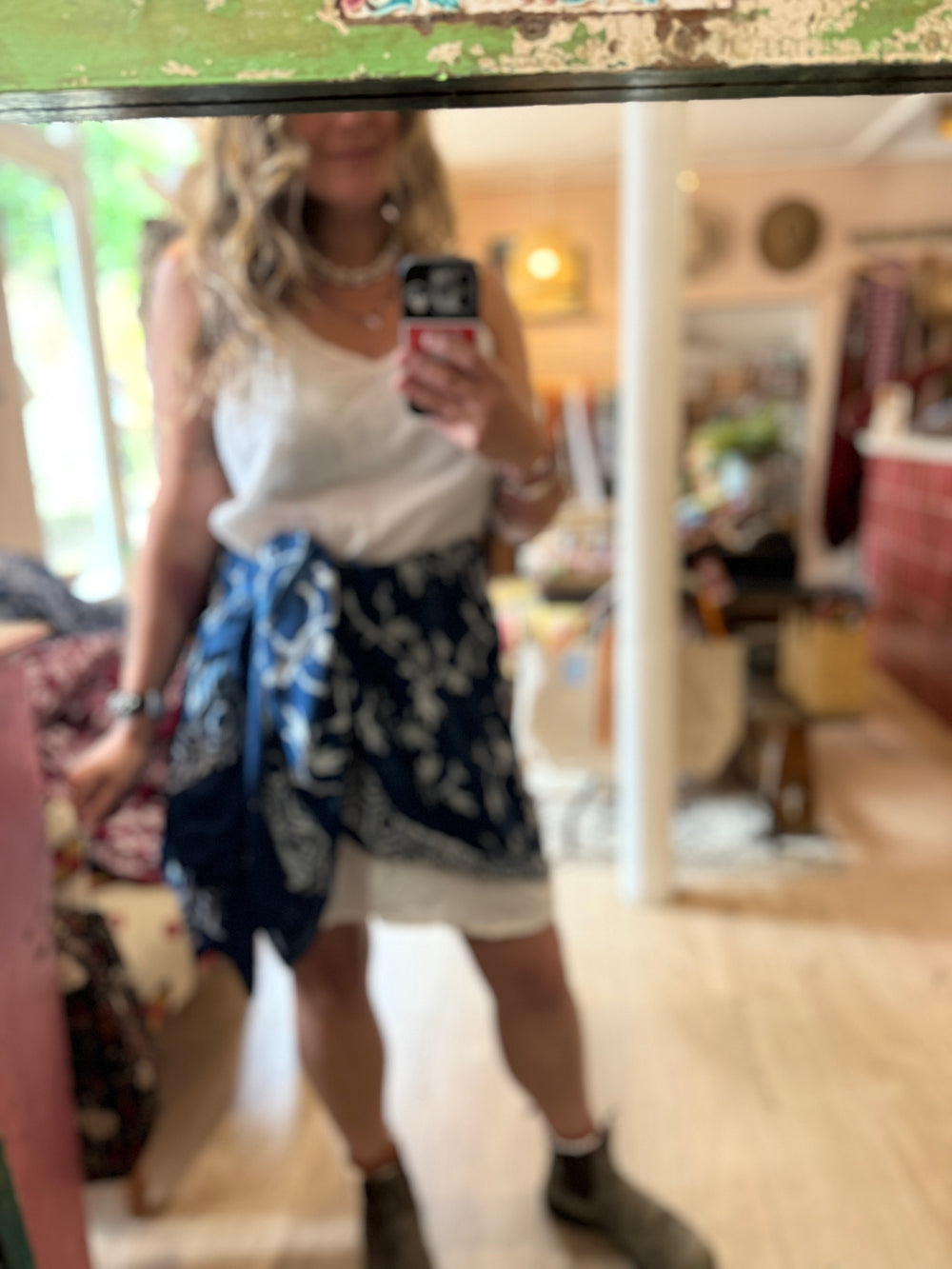Beach Coverup Sarong Pareo - Indigo Floral Jaal