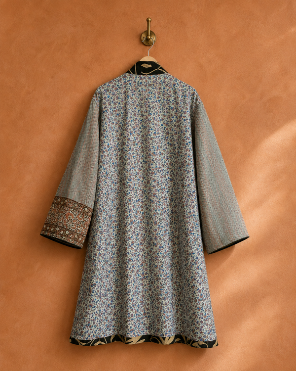 The Twin Soul Duster Jacket - Cream & Black #2