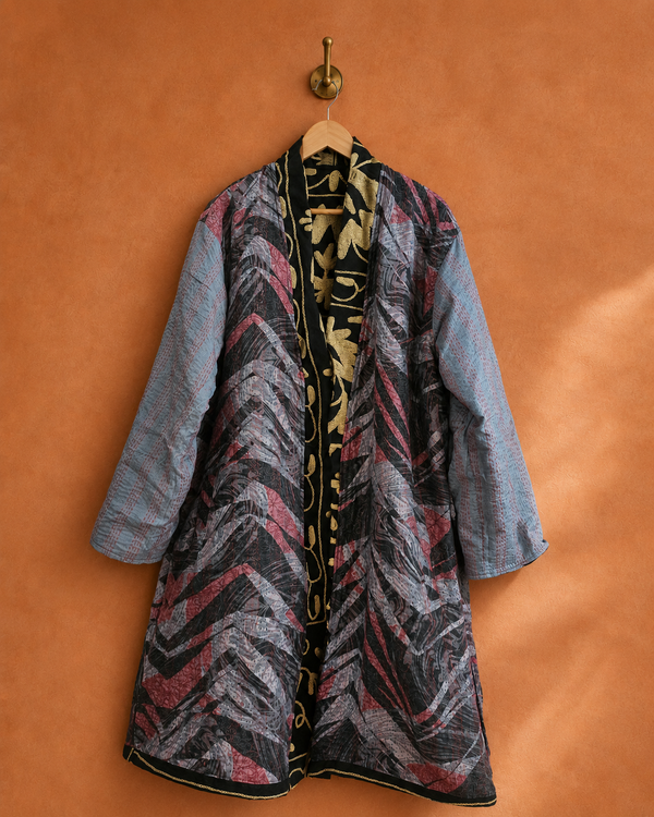 The Twin Soul Duster Jacket - Cream & Black #5