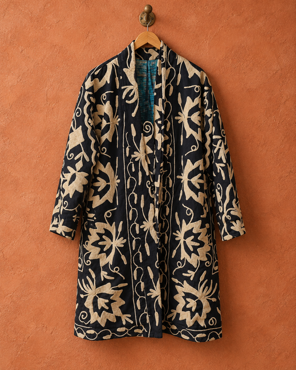 The Twin Soul Duster Jacket - Cream & Black #5