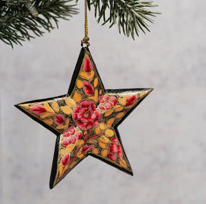 Celestial Bloom — hand-painted papier-mâché star from Kashmir, India (3 colour ways)