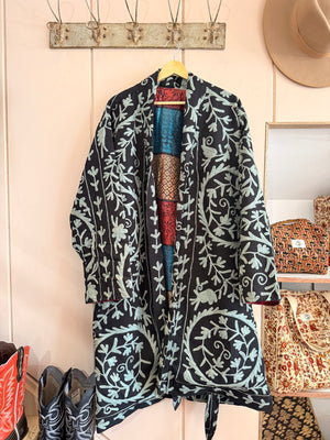 The Twin Soul Duster Jacket - Light Blue & Black #2