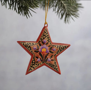 Celestial Bloom — hand-painted papier-mâché star from Kashmir, India (3 colour ways)