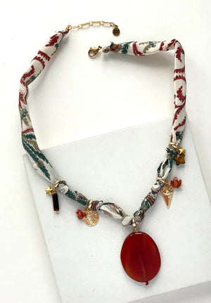 Bandana Necklace Paisley + Firey Agate