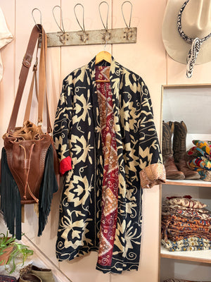 The Twin Soul Duster Jacket - Cream & Black #shop