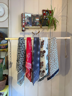 Block Printed Neckerchief - large #1