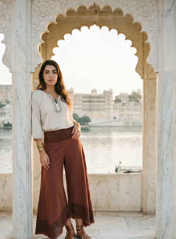 Nomad Wide Leg Cotton Trousers