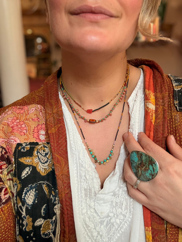 Spindle Bead with Crystal Necklace
