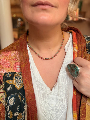 Spindle Bead with Crystal Necklace