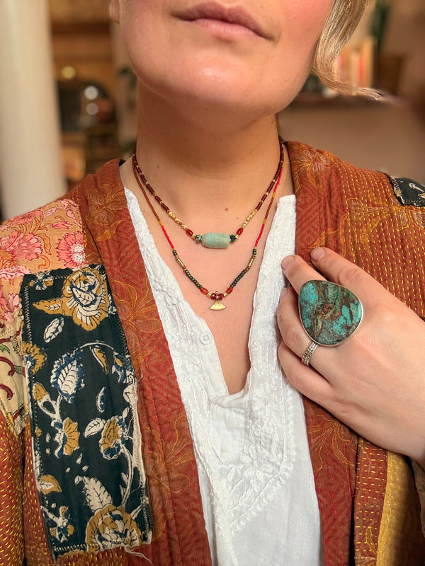 Amazonite Faceted Chunk Necklace