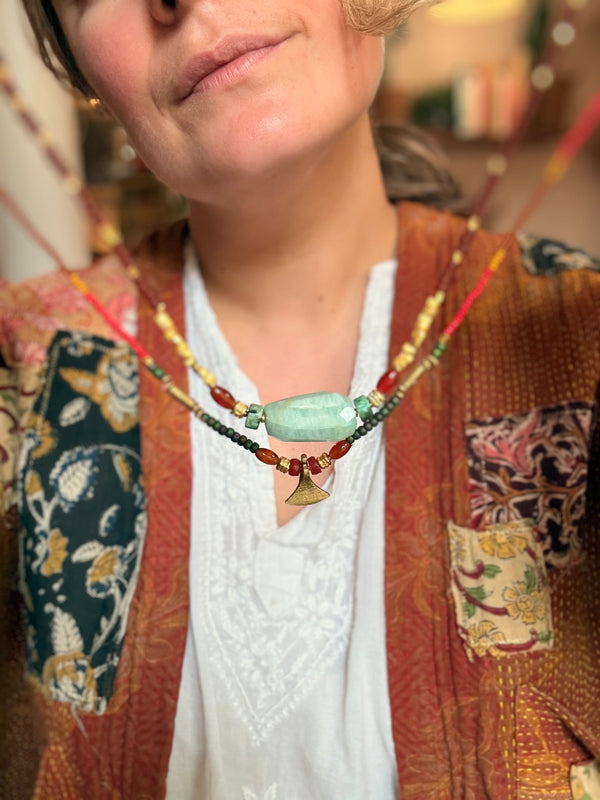 Amazonite Faceted Chunk Necklace
