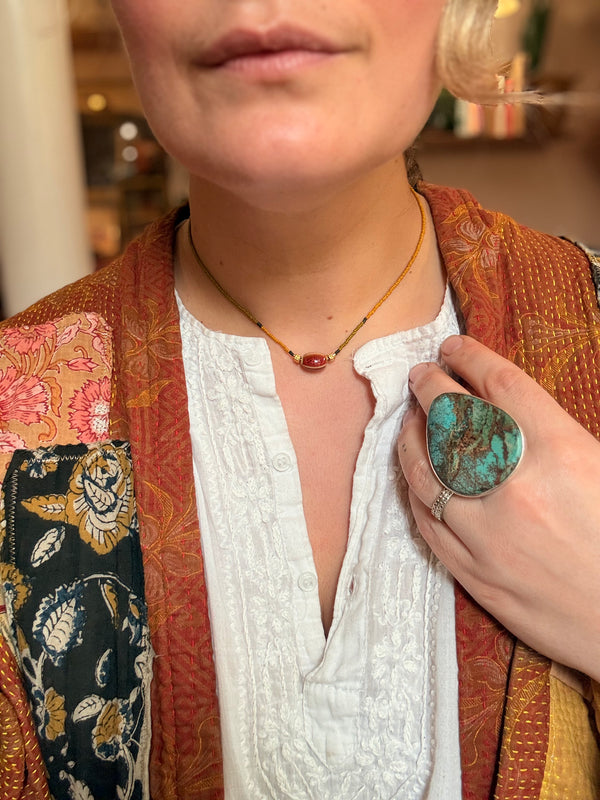Red Ceramic Bead Necklace