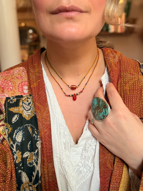 Red Ceramic Bead Necklace